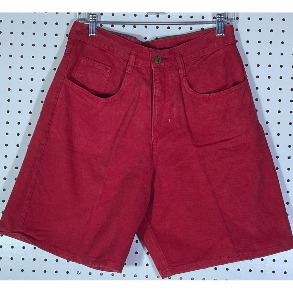 Vintage Estelle Off International Limit Red Denim Shorts Womens L Made in USA